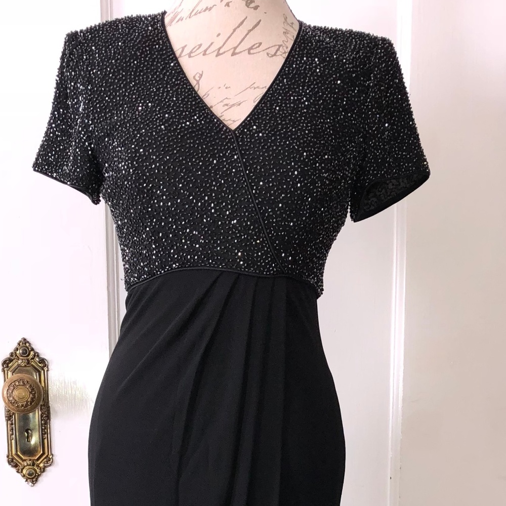 Full Length Beaded Silk Crepe Gown
